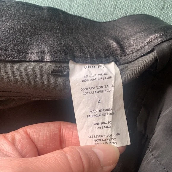 Vince Leather Pants -New Without Tags - Picture 5 of 7